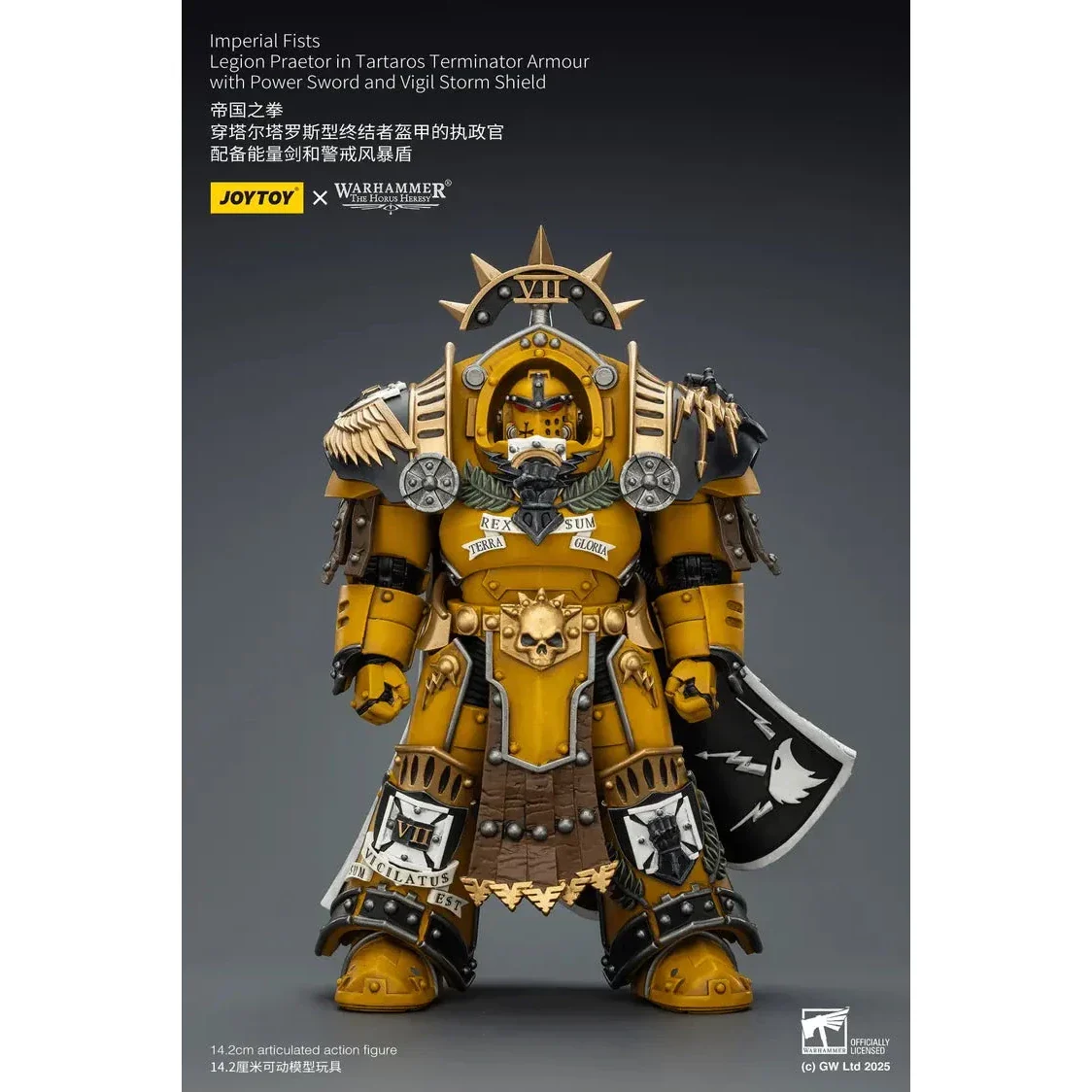 JOYTOY - Imperial Fists Legion Praetor in Tartaros Terminator Armour with Power Sword and Vigil Storm Shield (PRE-ORDER RELEASES JUN)